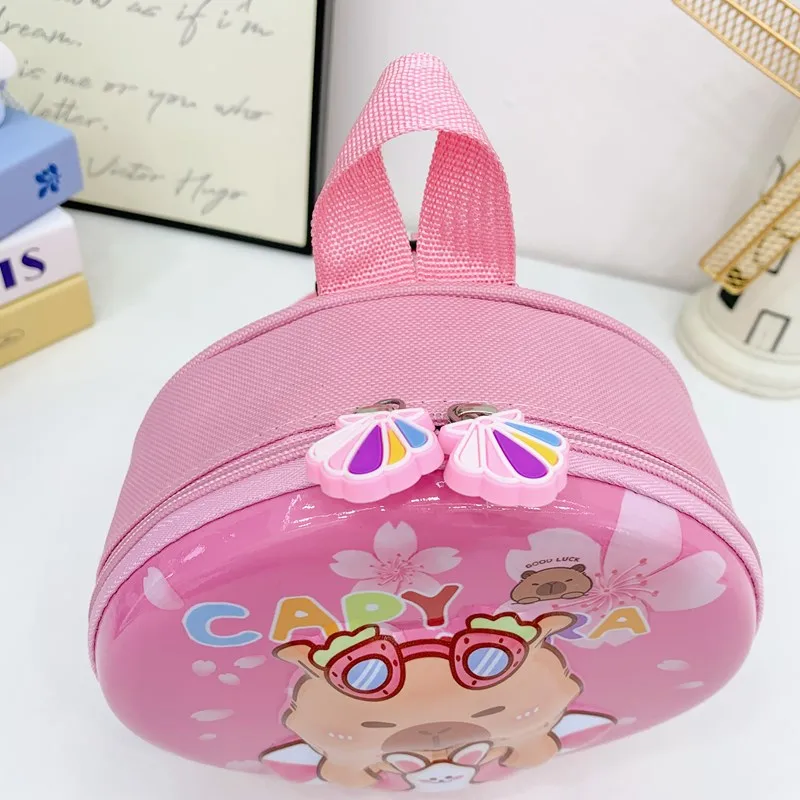 Kid'S PVC Nylon Cartoon Capybara Cute Round Zipper Functional Backpack display picture 3