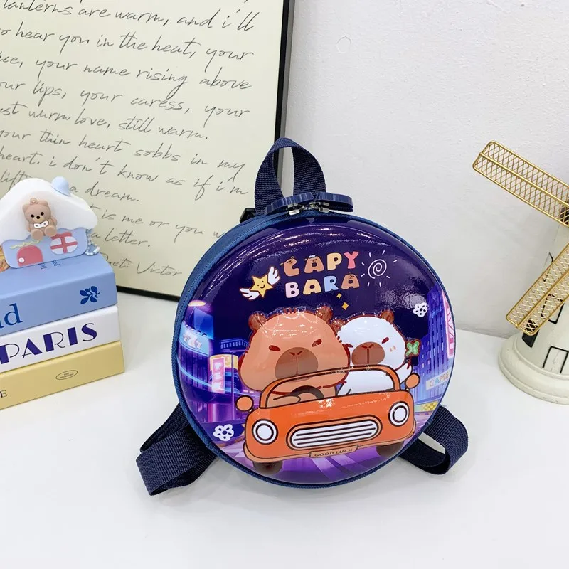 Kid'S PVC Nylon Cartoon Capybara Cute Round Zipper Functional Backpack display picture 16