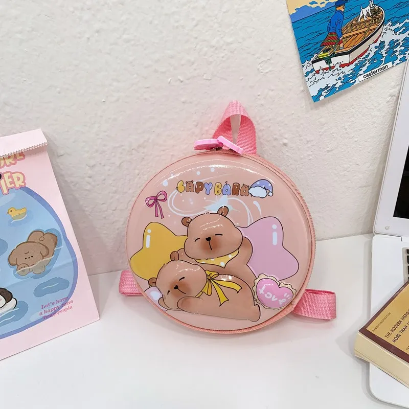 Kid'S PVC Nylon Cartoon Capybara Cute Round Zipper Functional Backpack display picture 36