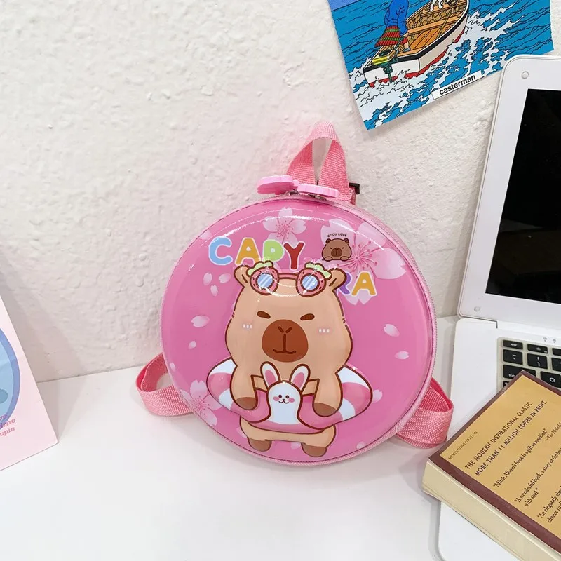 Kid'S PVC Nylon Cartoon Capybara Cute Round Zipper Functional Backpack display picture 33