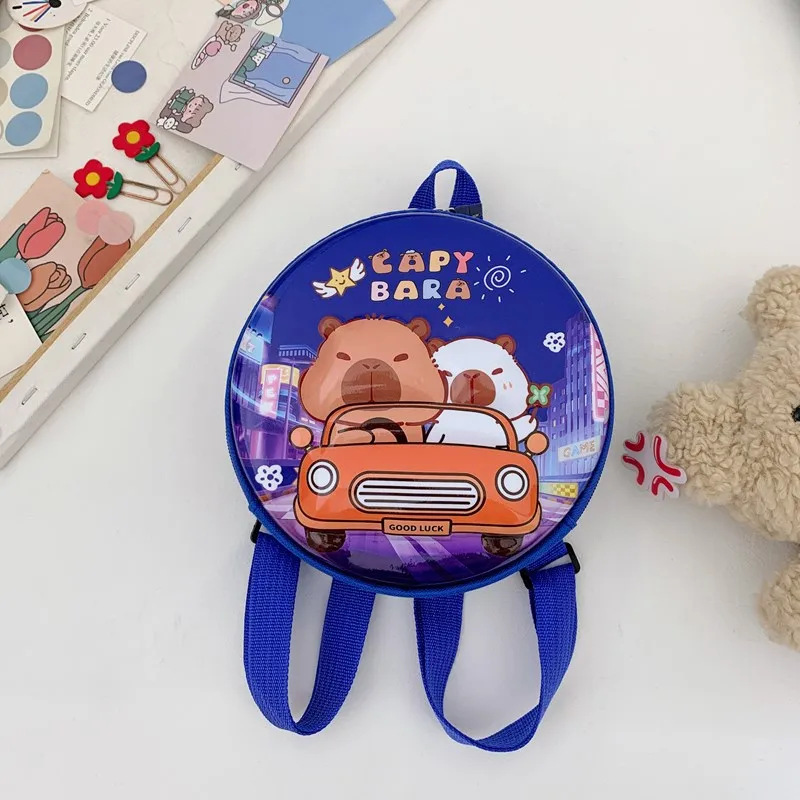 Kid'S PVC Nylon Cartoon Capybara Cute Round Zipper Functional Backpack display picture 28