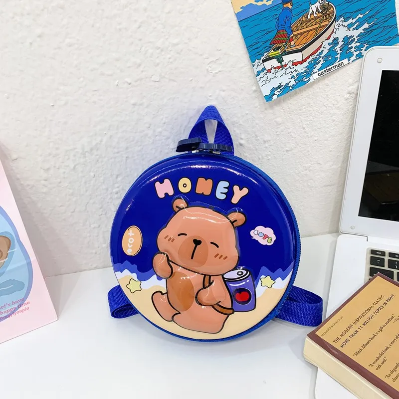 Kid'S PVC Nylon Cartoon Capybara Cute Round Zipper Functional Backpack display picture 23