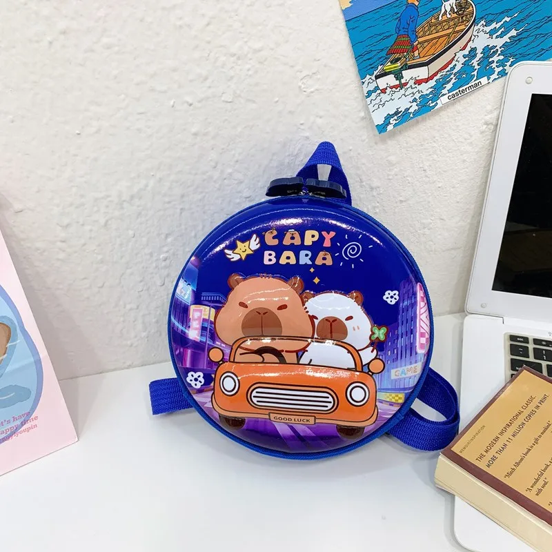Kid'S PVC Nylon Cartoon Capybara Cute Round Zipper Functional Backpack display picture 44
