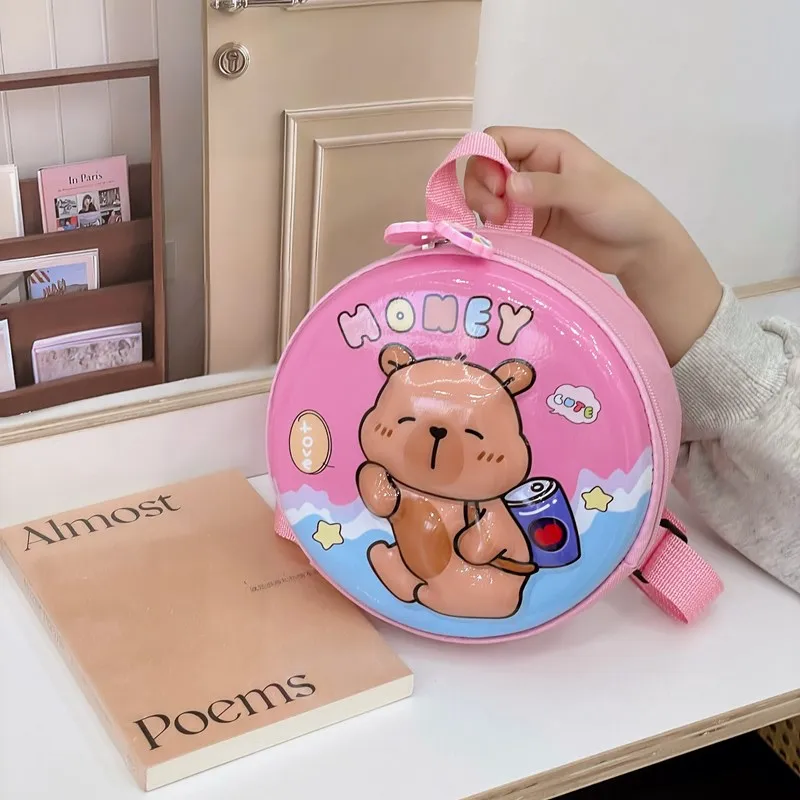 Kid'S PVC Nylon Cartoon Capybara Cute Round Zipper Functional Backpack display picture 18