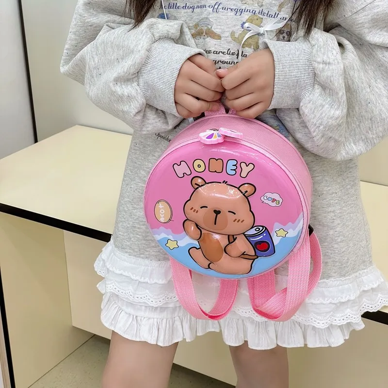 Kid'S PVC Nylon Cartoon Capybara Cute Round Zipper Functional Backpack display picture 37