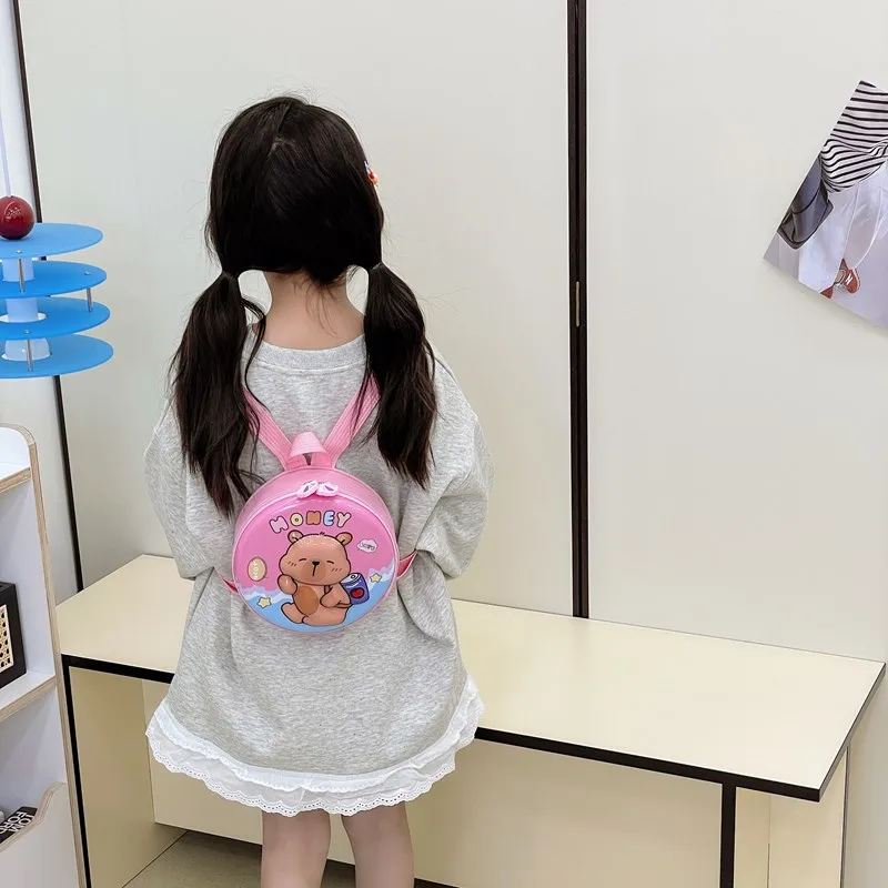 Kid'S PVC Nylon Cartoon Capybara Cute Round Zipper Functional Backpack display picture 43