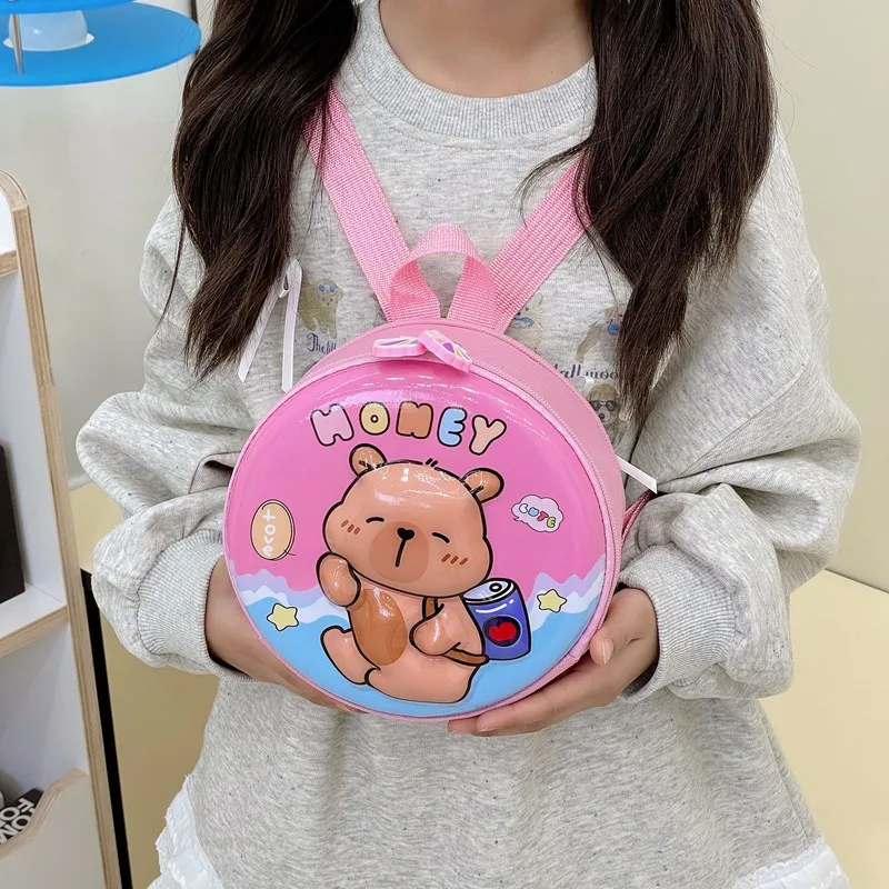 Kid'S PVC Nylon Cartoon Capybara Cute Round Zipper Functional Backpack display picture 48