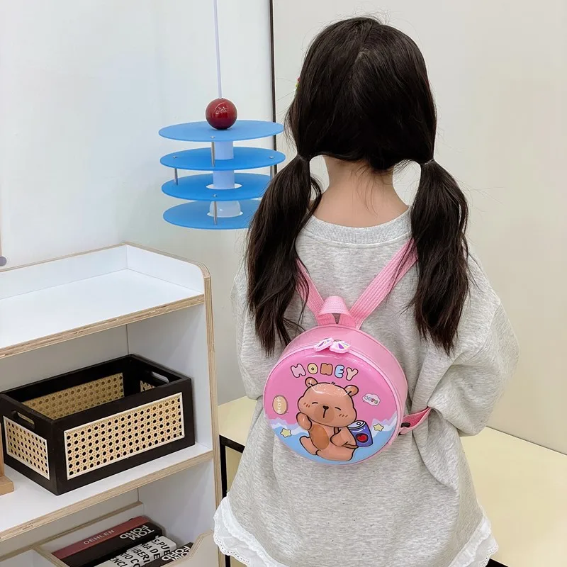 Kid'S PVC Nylon Cartoon Capybara Cute Round Zipper Functional Backpack display picture 45