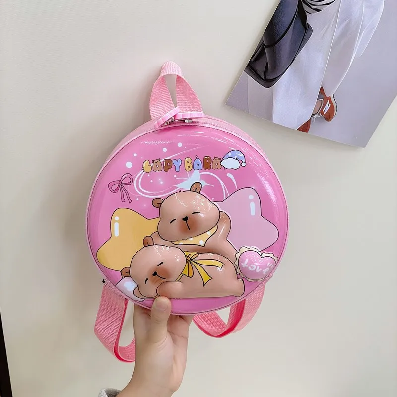 Kid'S PVC Nylon Cartoon Capybara Cute Round Zipper Functional Backpack display picture 46