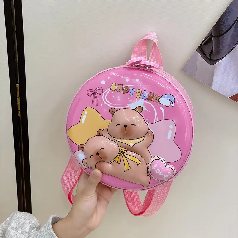 Kid'S PVC Nylon Cartoon Capybara Cute Round Zipper Functional Backpack display picture 49