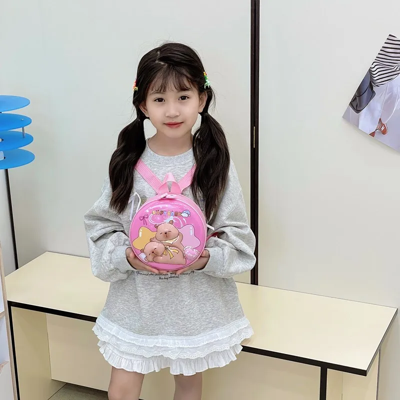 Kid'S PVC Nylon Cartoon Capybara Cute Round Zipper Functional Backpack display picture 52