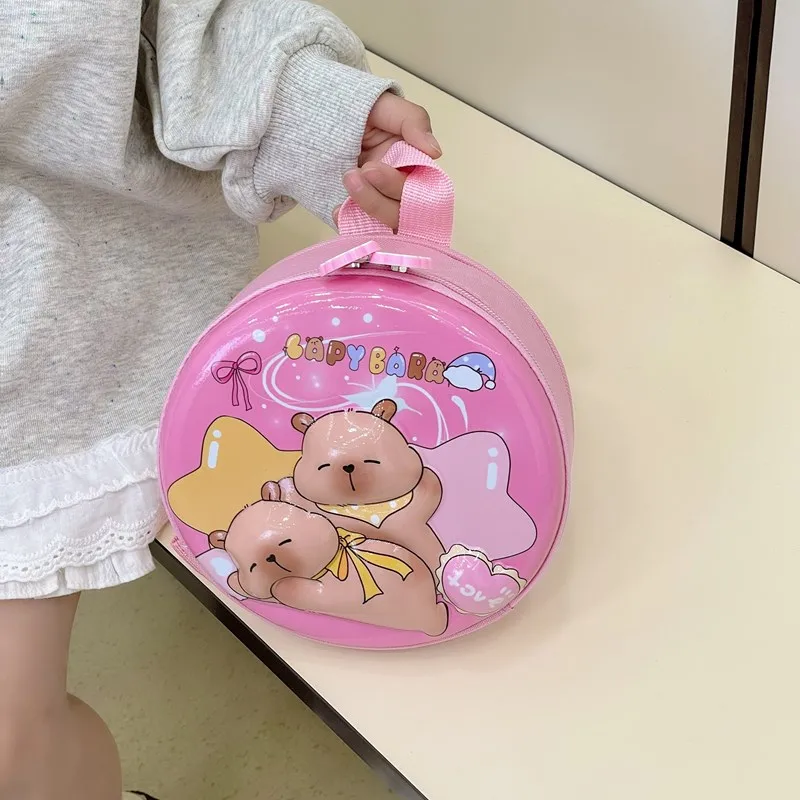 Kid'S PVC Nylon Cartoon Capybara Cute Round Zipper Functional Backpack display picture 50