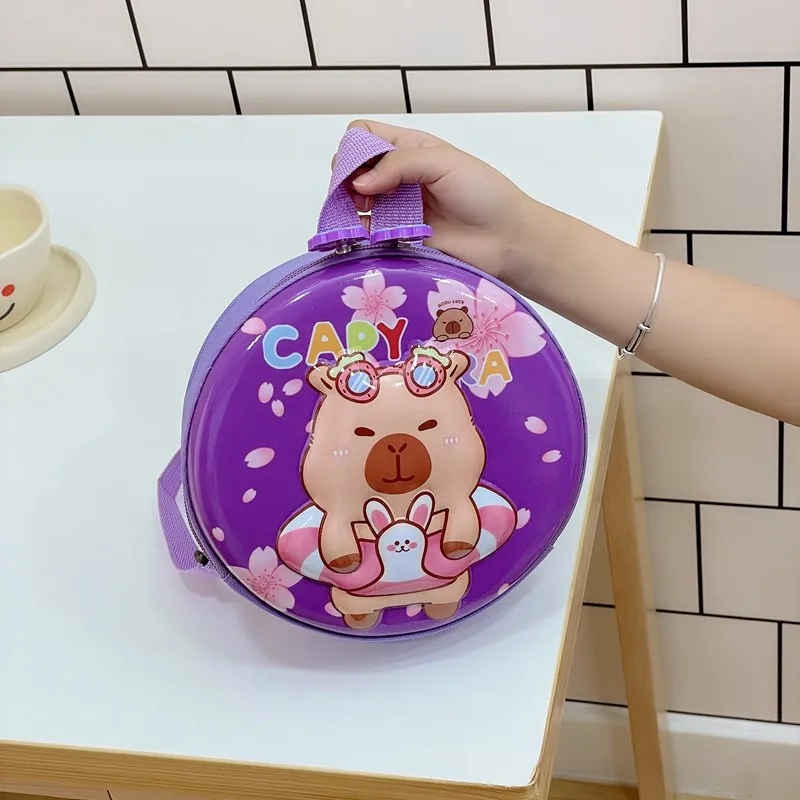 Kid'S PVC Nylon Cartoon Capybara Cute Round Zipper Functional Backpack display picture 55