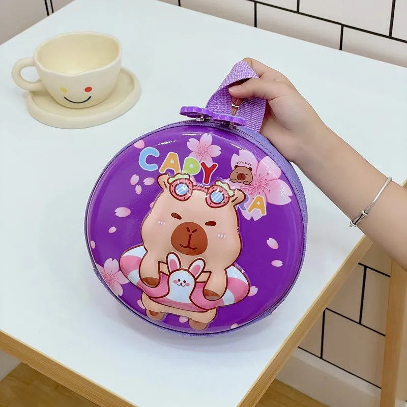 Kid'S PVC Nylon Cartoon Capybara Cute Round Zipper Functional Backpack display picture 59