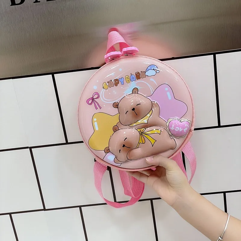 Kid'S PVC Nylon Cartoon Capybara Cute Round Zipper Functional Backpack display picture 61