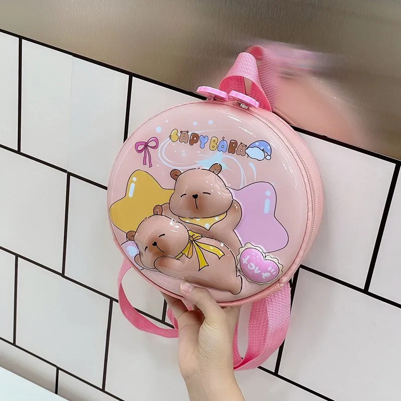 Kid'S PVC Nylon Cartoon Capybara Cute Round Zipper Functional Backpack display picture 70