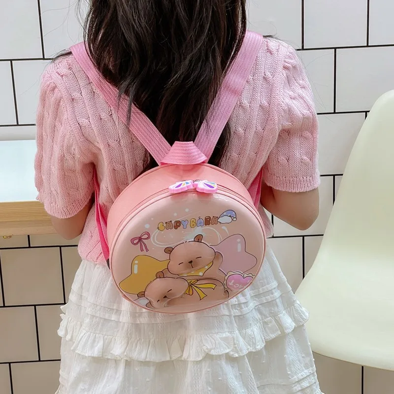 Kid'S PVC Nylon Cartoon Capybara Cute Round Zipper Functional Backpack display picture 76