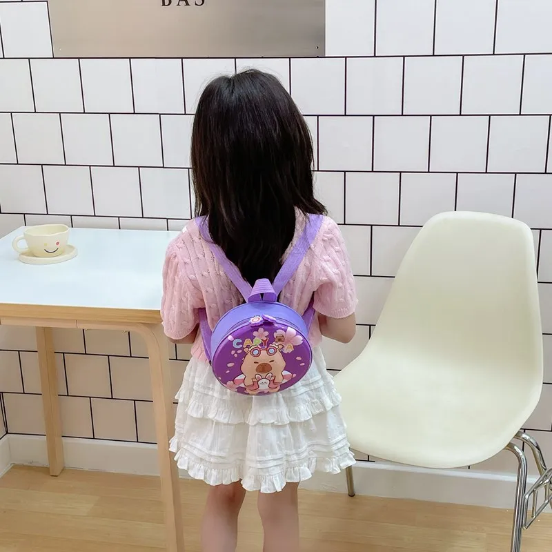 Kid'S PVC Nylon Cartoon Capybara Cute Round Zipper Functional Backpack display picture 64