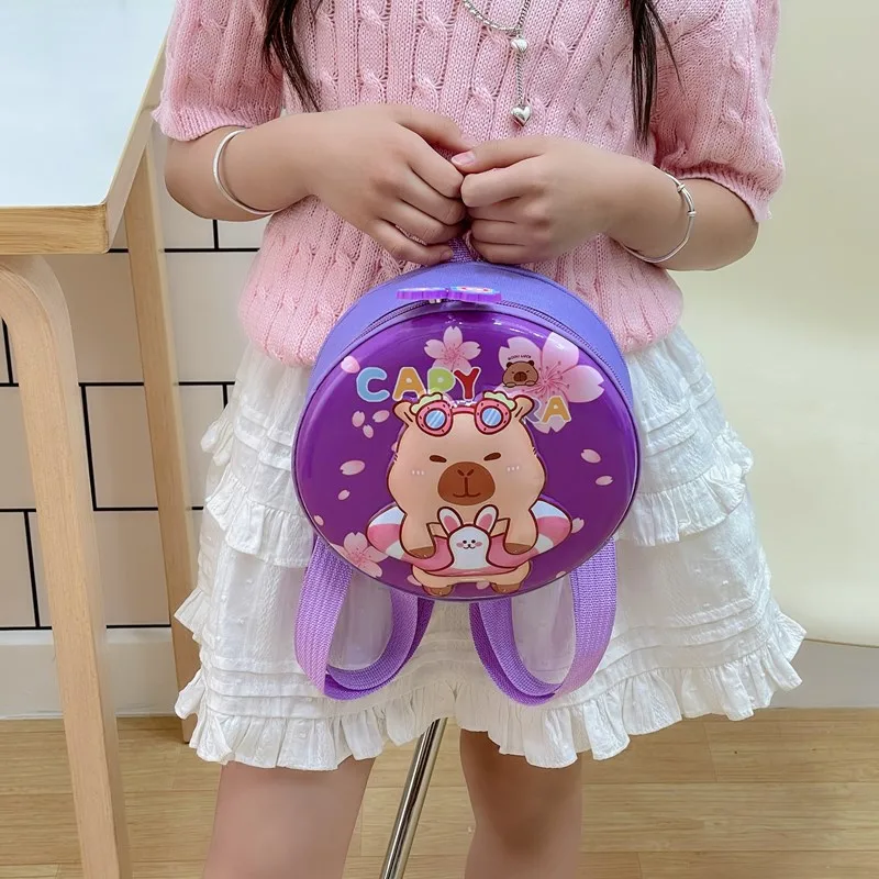 Kid'S PVC Nylon Cartoon Capybara Cute Round Zipper Functional Backpack display picture 63