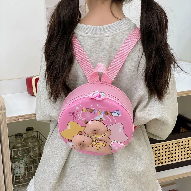 Kid'S PVC Nylon Cartoon Capybara Cute Round Zipper Functional Backpack display picture 78