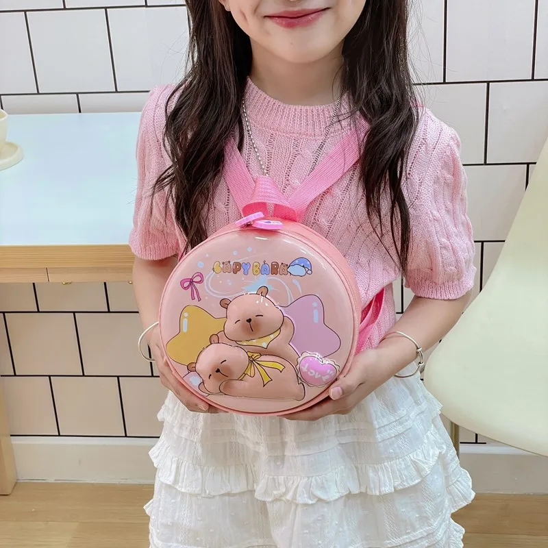 Kid'S PVC Nylon Cartoon Capybara Cute Round Zipper Functional Backpack display picture 73