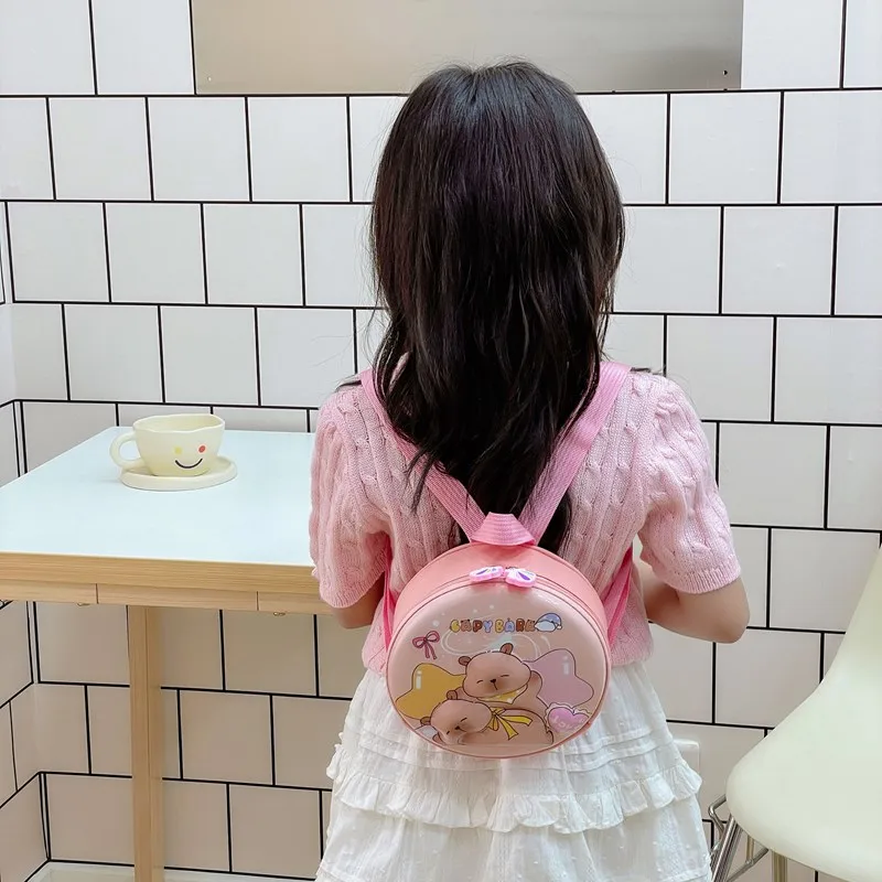 Kid'S PVC Nylon Cartoon Capybara Cute Round Zipper Functional Backpack display picture 77