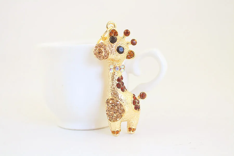 1 Piece Sweet Simple Style Giraffe Alloy Inlay Rhinestones Women's Keychain display picture 1