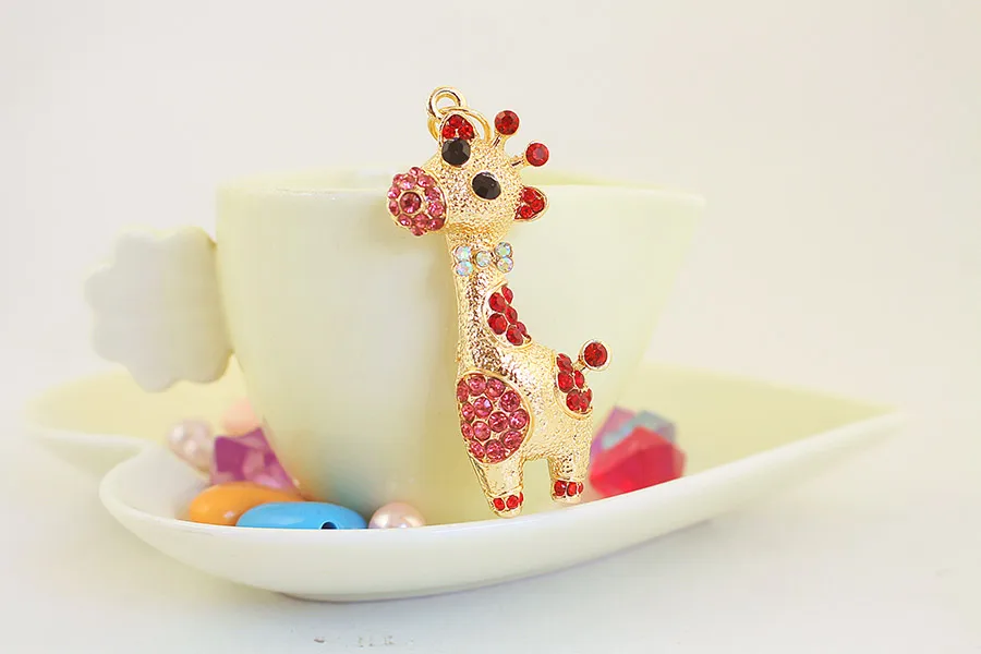 1 Piece Sweet Simple Style Giraffe Alloy Inlay Rhinestones Women's Keychain display picture 10