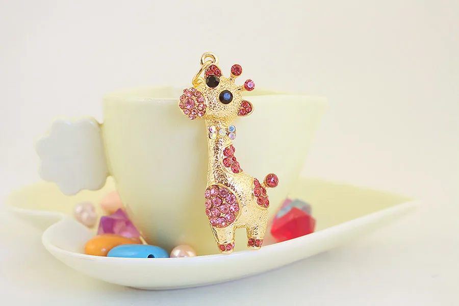 1 Piece Sweet Simple Style Giraffe Alloy Inlay Rhinestones Women's Keychain display picture 4