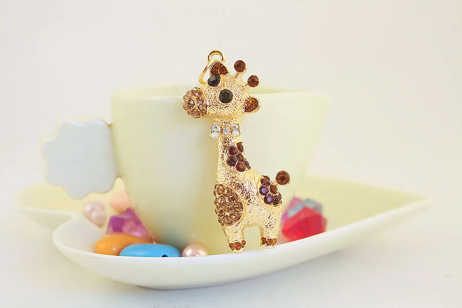 1 Piece Sweet Simple Style Giraffe Alloy Inlay Rhinestones Women's Keychain display picture 12