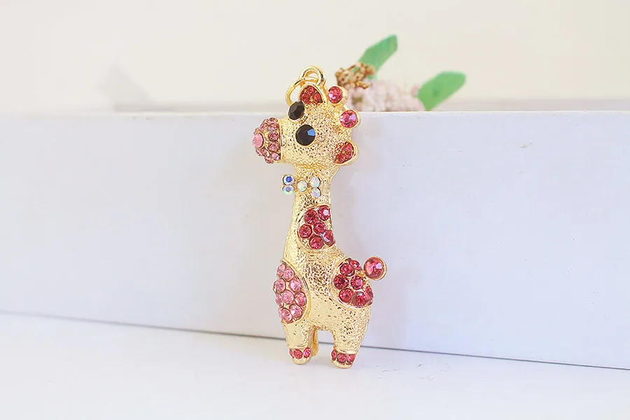 1 Piece Sweet Simple Style Giraffe Alloy Inlay Rhinestones Women's Keychain display picture 2
