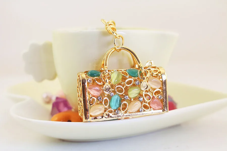 1 Piece Simple Style Classic Style Bag Alloy Inlay Rhinestones Unisex Keychain display picture 2