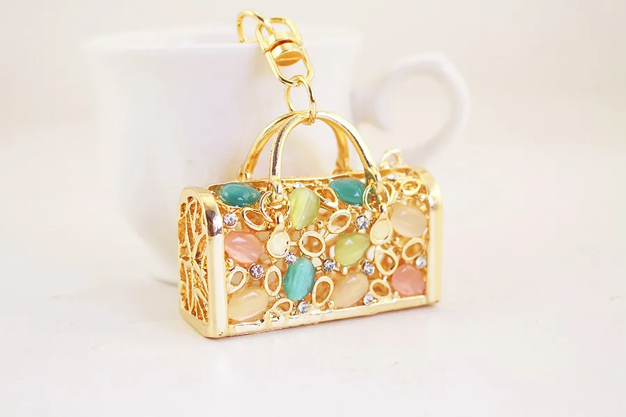 1 Piece Simple Style Classic Style Bag Alloy Inlay Rhinestones Unisex Keychain display picture 4