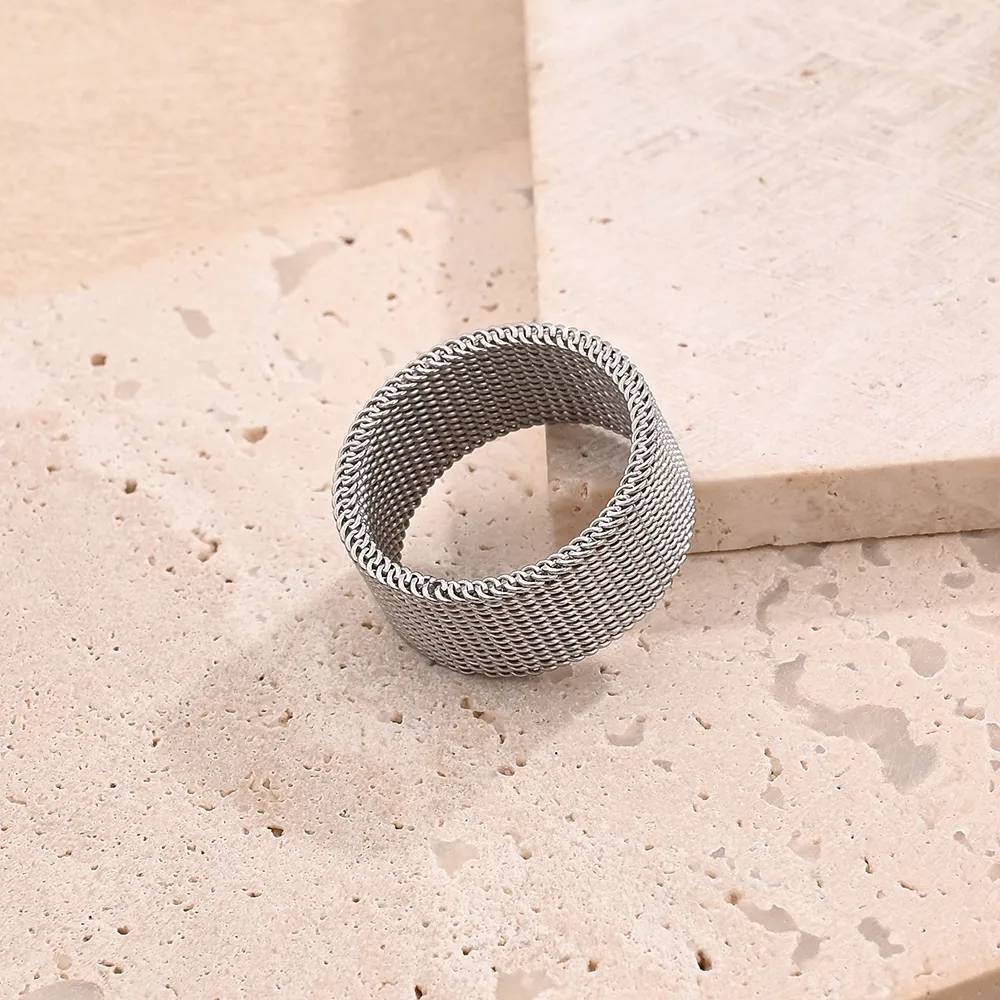 Vacation Modern Style Braid Mesh 201 Stainless Steel Polishing Plating Braid 18K Gold Plated Rose Gold Plated Unisex Rings display picture 2