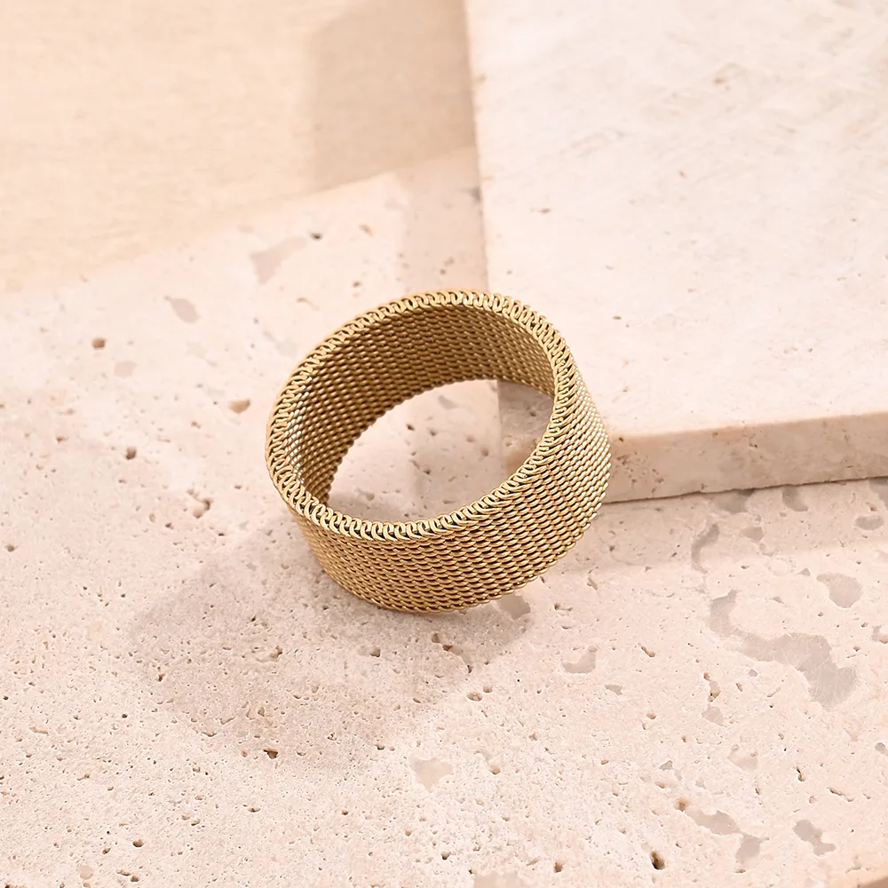Vacation Modern Style Braid Mesh 201 Stainless Steel Polishing Plating Braid 18K Gold Plated Rose Gold Plated Unisex Rings display picture 4