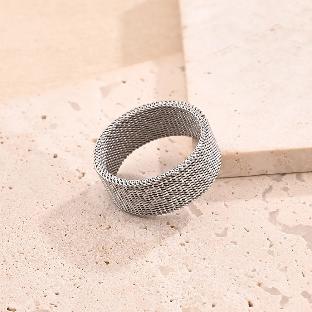 Vacation Modern Style Braid Mesh 201 Stainless Steel Polishing Plating Braid 18K Gold Plated Rose Gold Plated Unisex Rings display picture 2