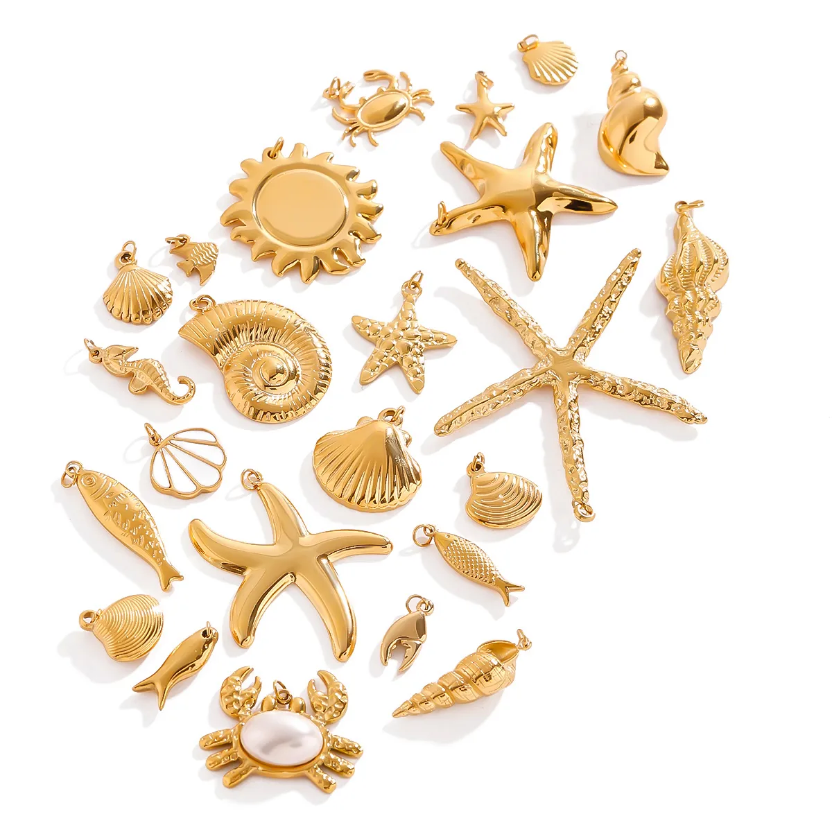 Basic Vacation Simple Style Geometric Underwater World Starfish 316 Stainless Steel  Multi Charms Bracelet Multi Charms Necklace Bikini Pendants display picture 11