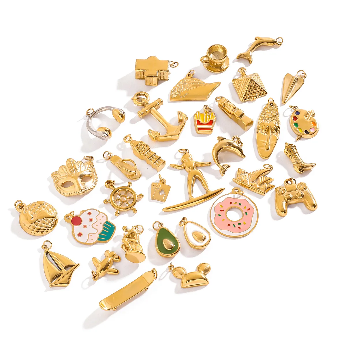 Basic Vacation Simple Style Geometric Underwater World Starfish 316 Stainless Steel  Multi Charms Bracelet Multi Charms Necklace Bikini Pendants display picture 15
