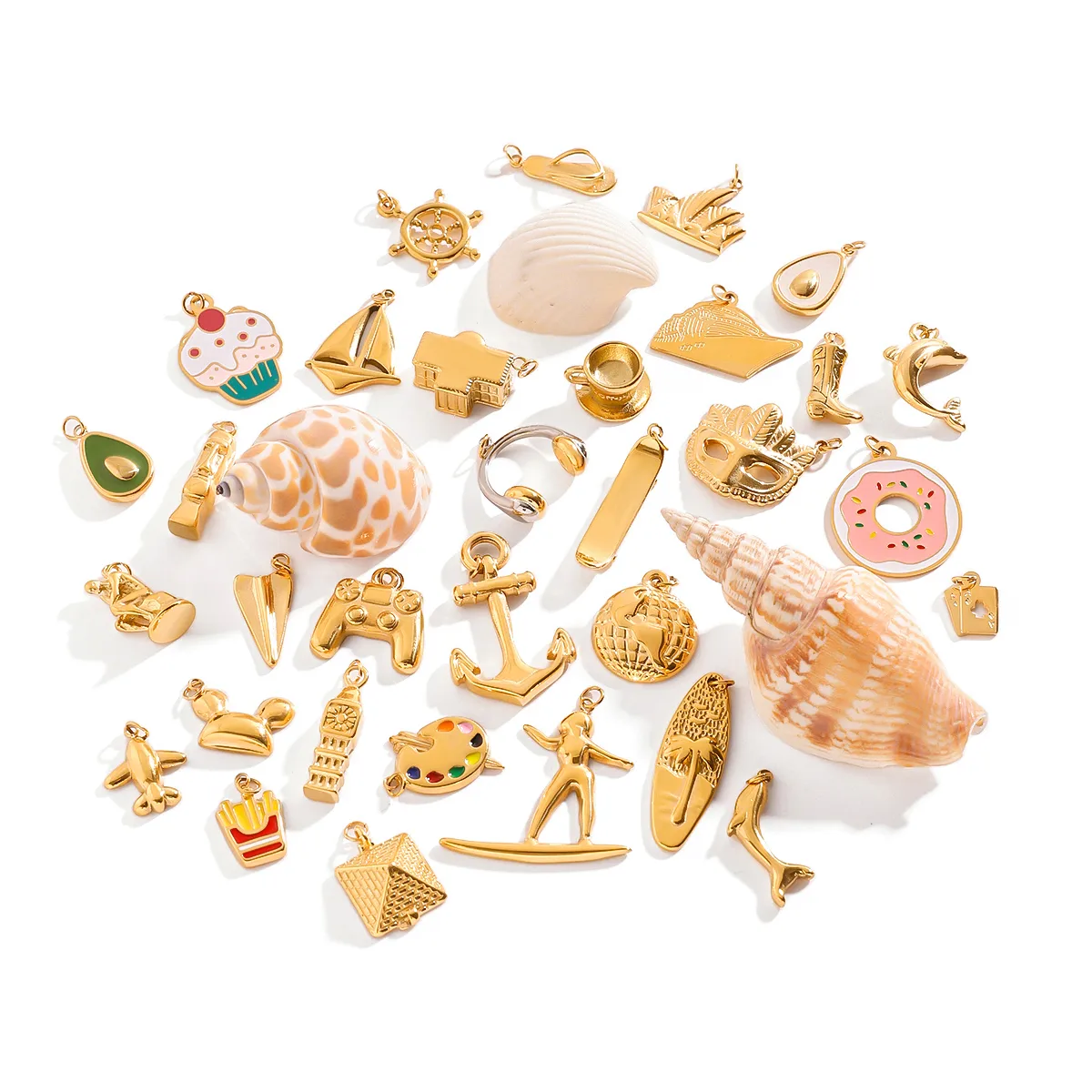 Basic Vacation Simple Style Geometric Underwater World Starfish 316 Stainless Steel  Multi Charms Bracelet Multi Charms Necklace Bikini Pendants display picture 12