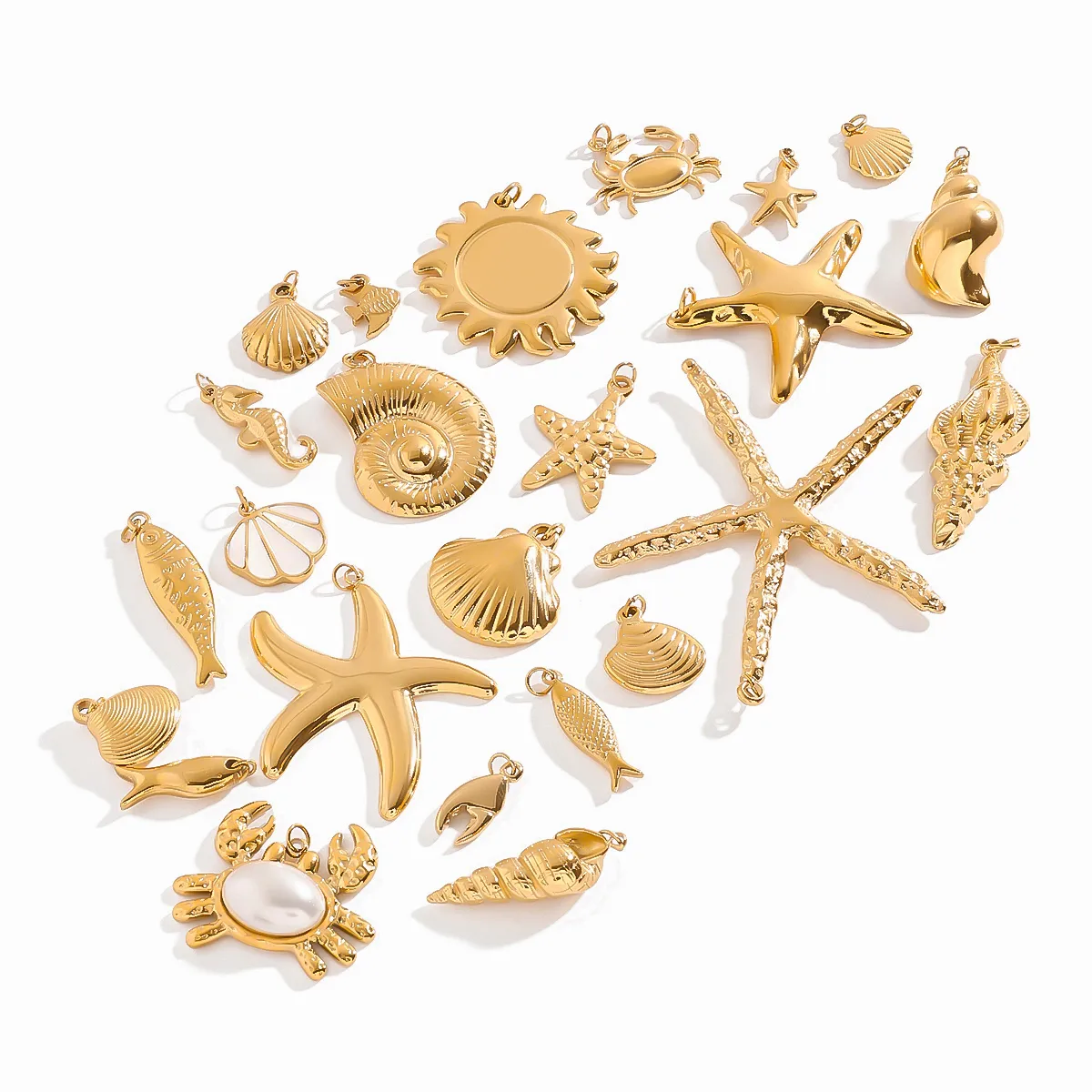 Basic Vacation Simple Style Geometric Underwater World Starfish 316 Stainless Steel  Multi Charms Bracelet Multi Charms Necklace Bikini Pendants display picture 13