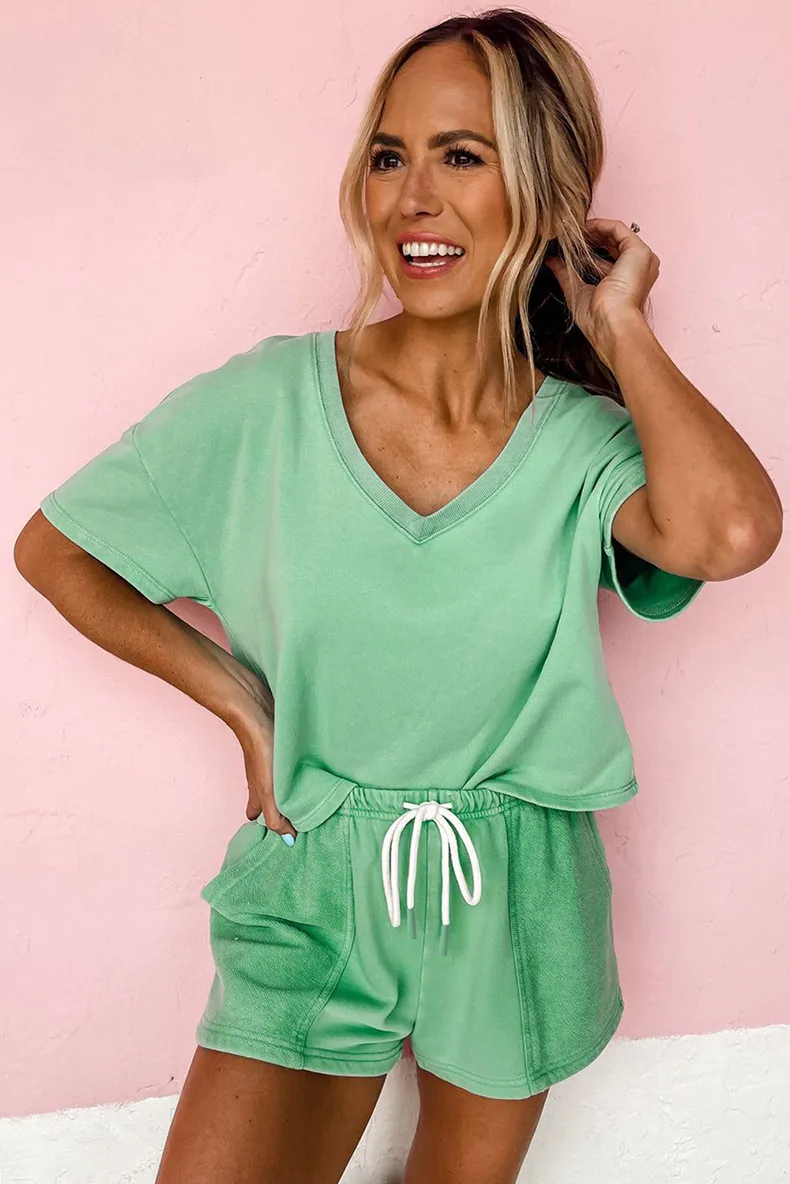 Holiday Daily Selfie Women's Casual Simple Style Streetwear Solid Color Cotton Polyester Shorts Co-ord Set Shorts Sets display picture 3