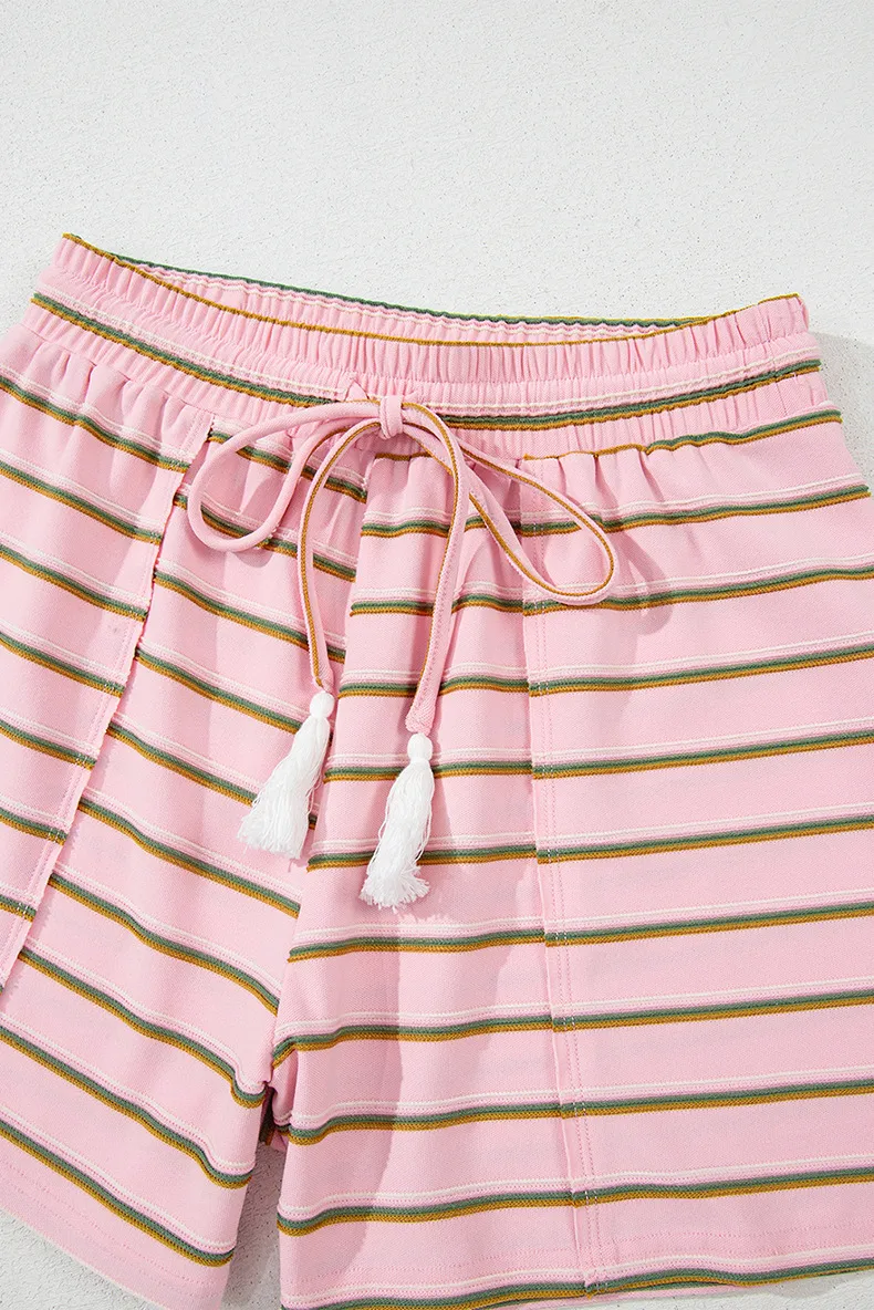 Holiday Banquet Travel Women's Casual Simple Style Streetwear Stripe Spandex Polyester Shorts Co-ord Set Shorts Sets display picture 11