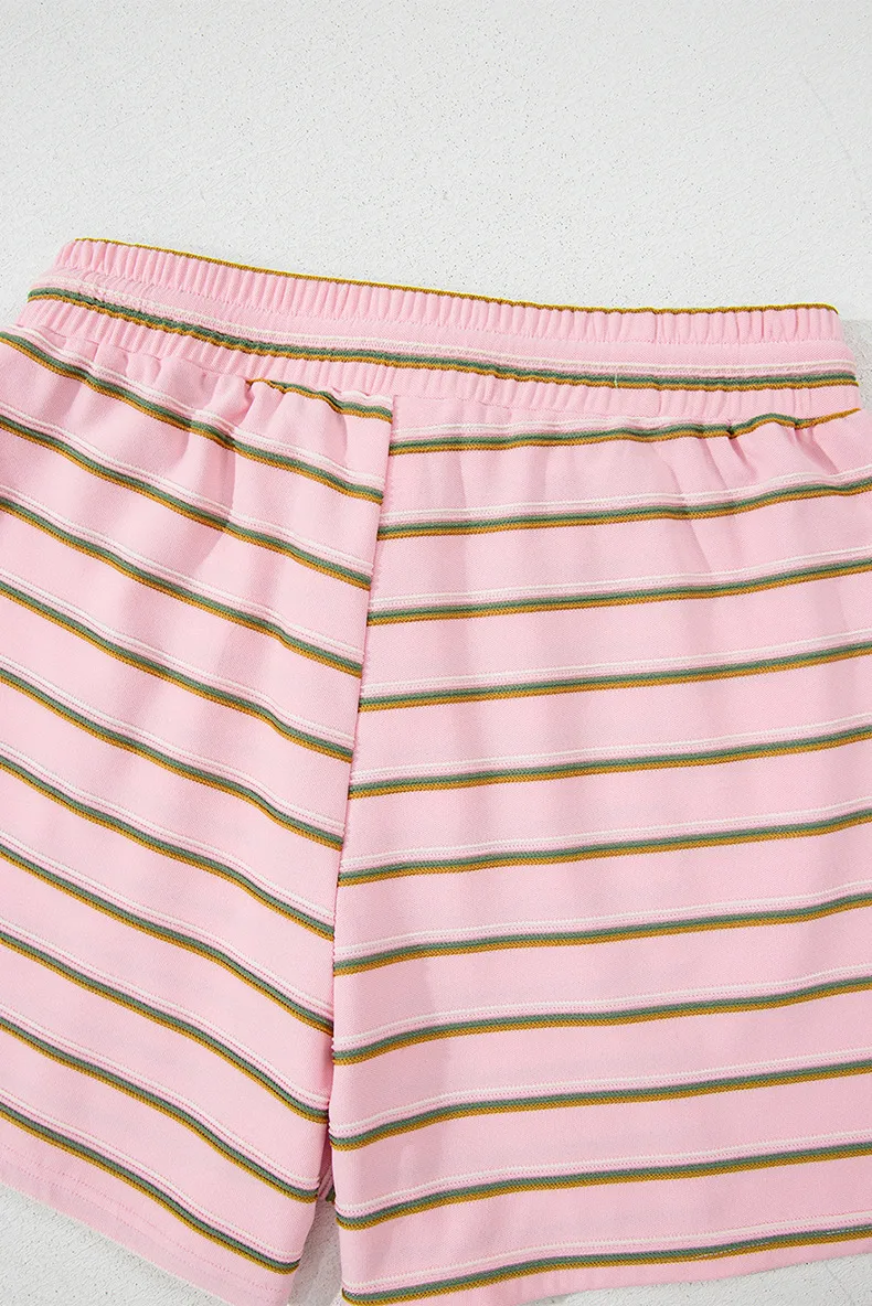 Holiday Banquet Travel Women's Casual Simple Style Streetwear Stripe Spandex Polyester Shorts Co-ord Set Shorts Sets display picture 12