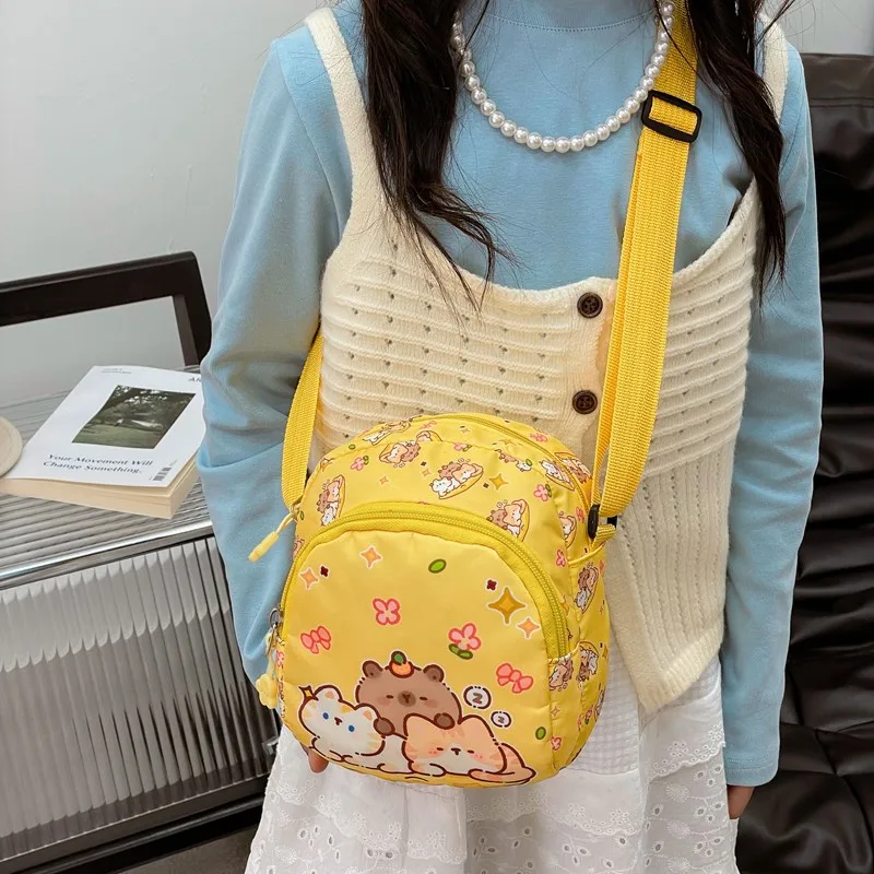 Kid'S Nylon Cartoon Capybara Cute Square Zipper Crossbody Bag display picture 10