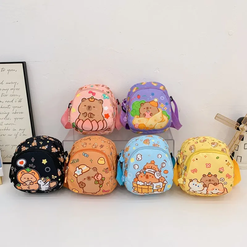 Kid'S Nylon Cartoon Capybara Cute Square Zipper Crossbody Bag display picture 26