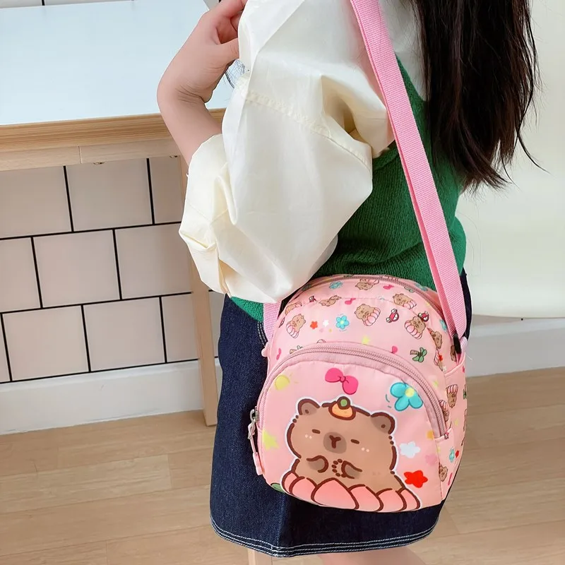 Kid'S Nylon Cartoon Capybara Cute Square Zipper Crossbody Bag display picture 6