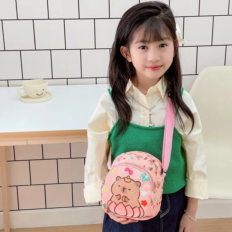 Kid'S Nylon Cartoon Capybara Cute Square Zipper Crossbody Bag display picture 19