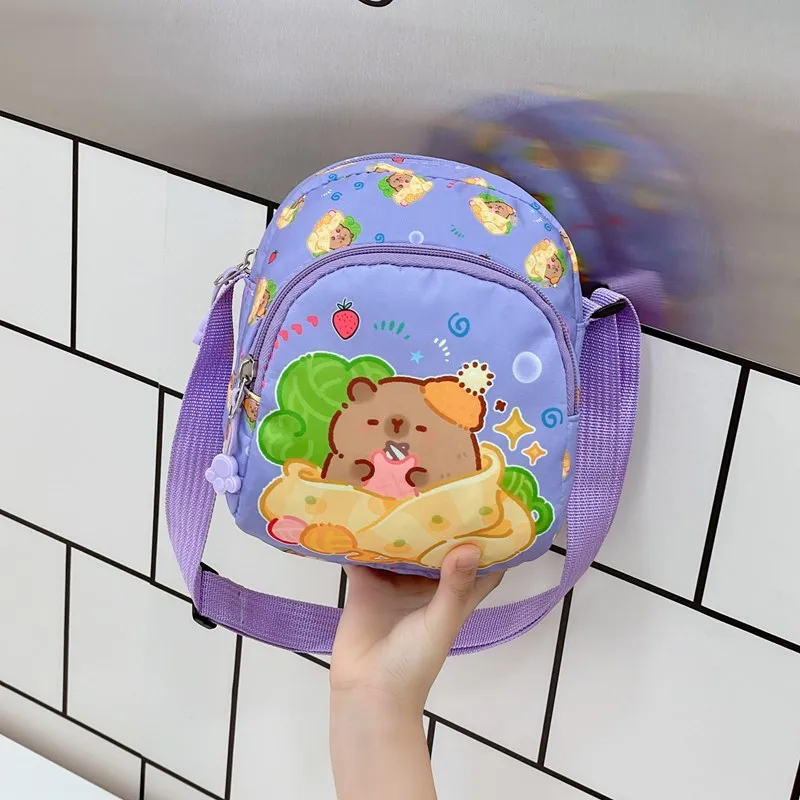 Kid'S Nylon Cartoon Capybara Cute Square Zipper Crossbody Bag display picture 21
