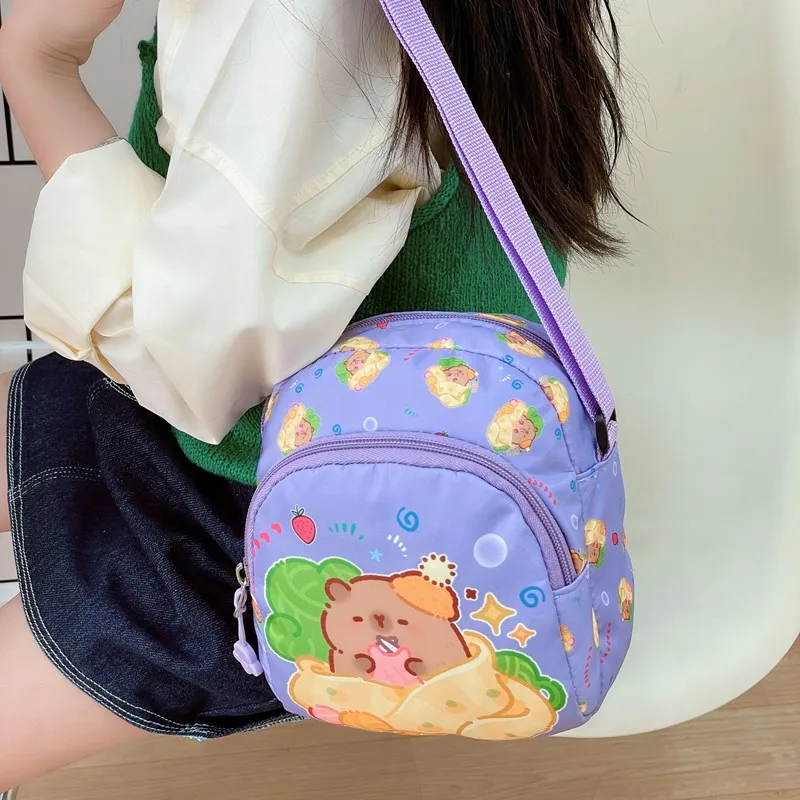Kid'S Nylon Cartoon Capybara Cute Square Zipper Crossbody Bag display picture 11