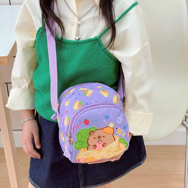 Kid'S Nylon Cartoon Capybara Cute Square Zipper Crossbody Bag display picture 15